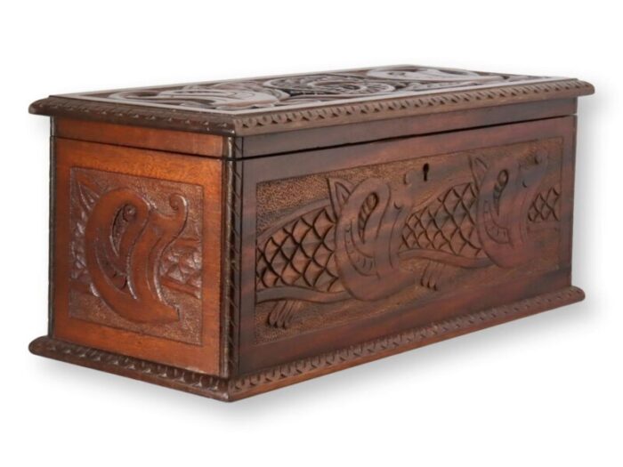 late 19th century antique english carved jewelry box 4100