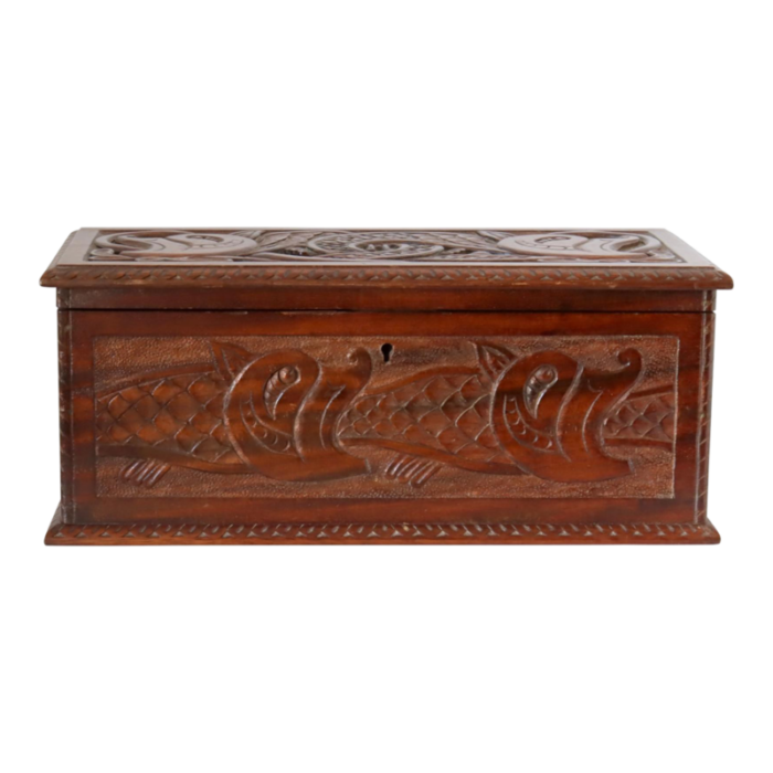 late 19th century antique english carved jewelry box 5568