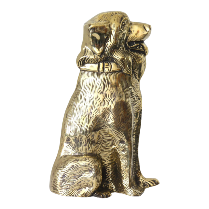 late 19th century antique large english brass dog fireplace ornament 1486