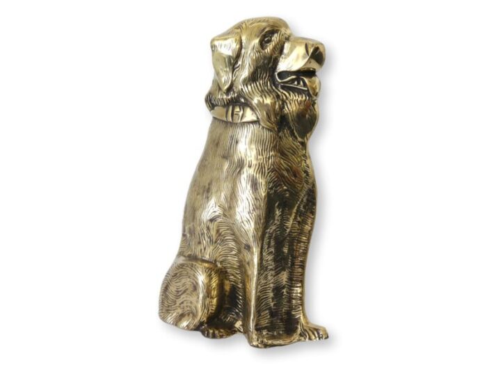 late 19th century antique large english brass dog fireplace ornament 8766