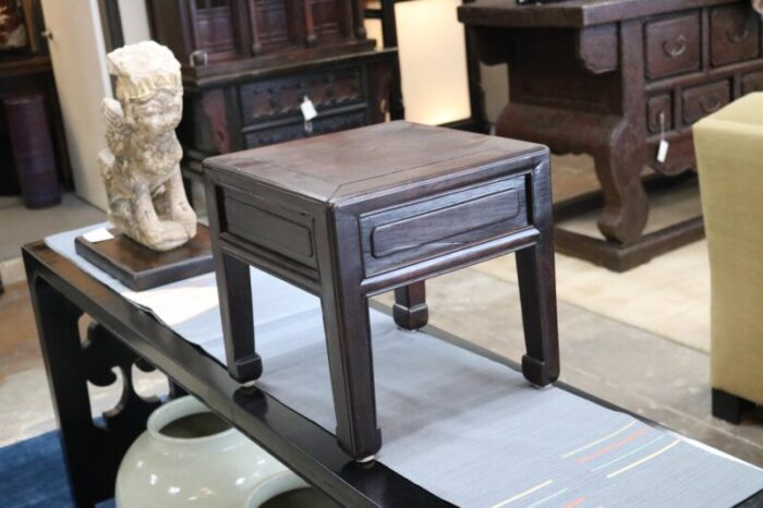 late 19th century black wood stool from japan 0471