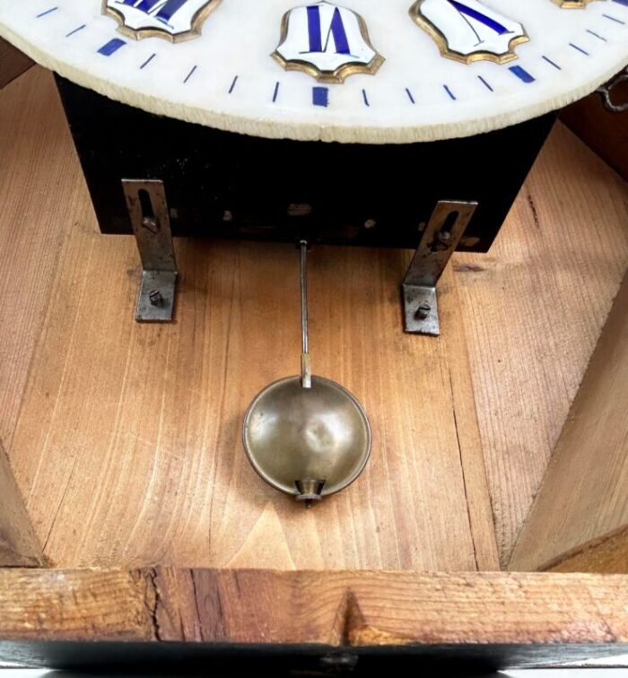 late 19th century french napoleon iii wall clock enamel face and wood marquetry 0080