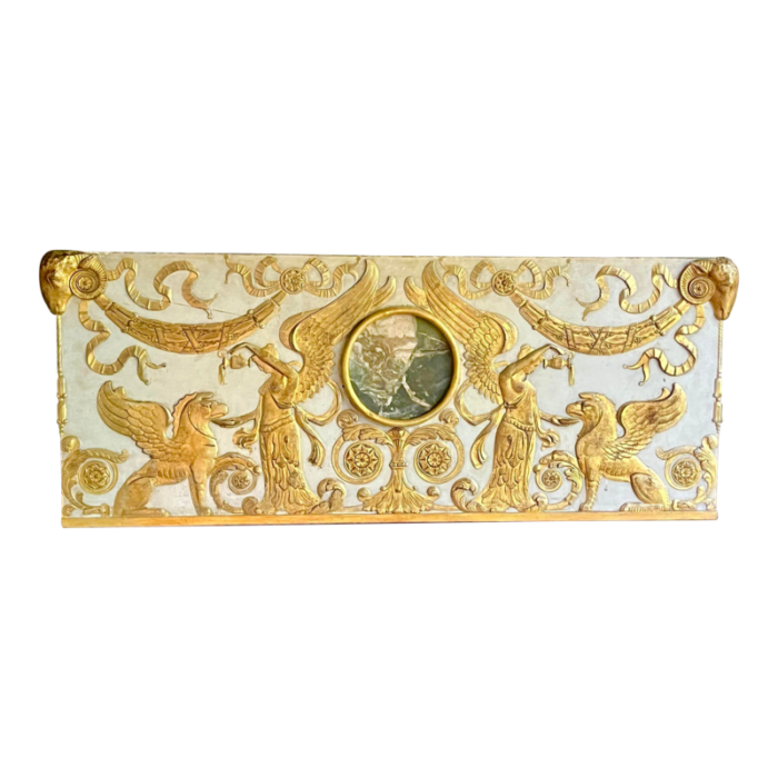 late 19th century italian neoclassical giltwood decorated boiserie overdoor panel 6823