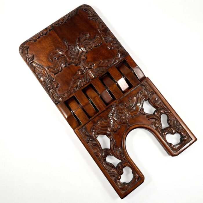 late 20th century folding carved wood bookstand 0539