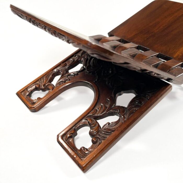 late 20th century folding carved wood bookstand 1749