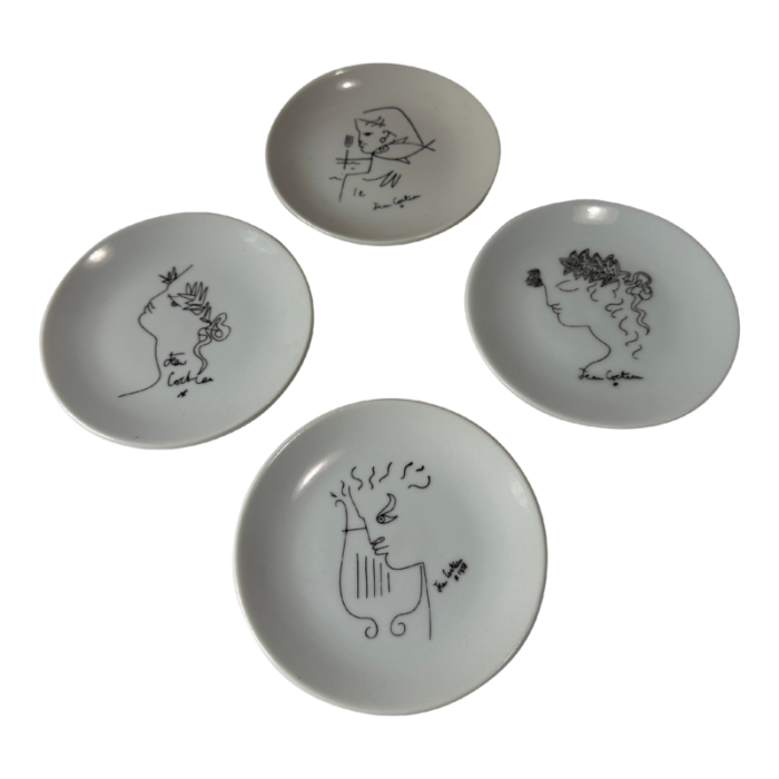 late 20th century jean cocteau porcelain coasters set of 4 3726