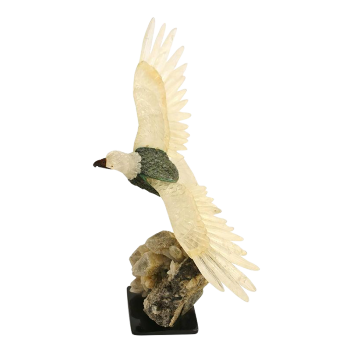 late 20th century large majestic rock crystal quartz eagle gemstone sculpture 4341