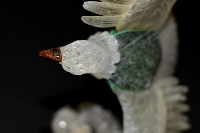 late 20th century large majestic rock crystal quartz eagle gemstone sculpture 4995