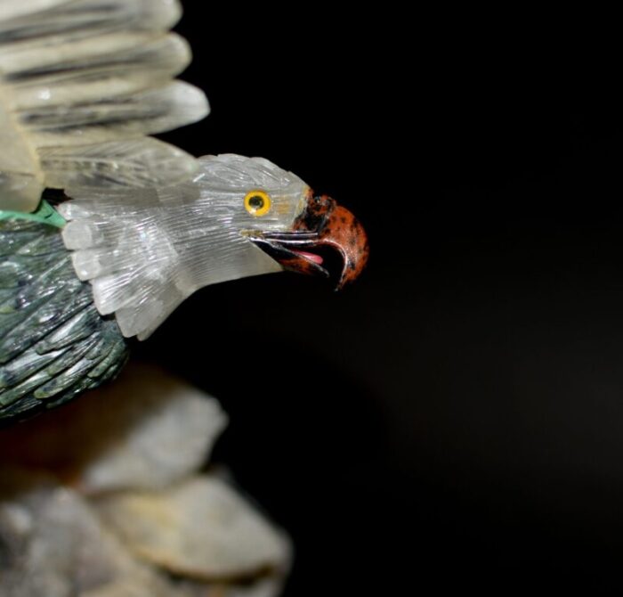 late 20th century large majestic rock crystal quartz eagle gemstone sculpture 5491