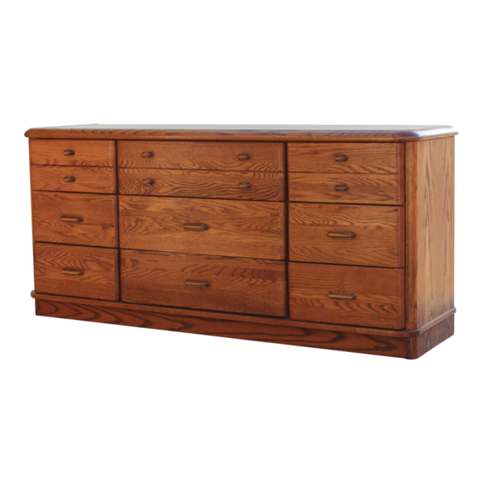 late 20th century mission style oak dresser of nine drawers 0458