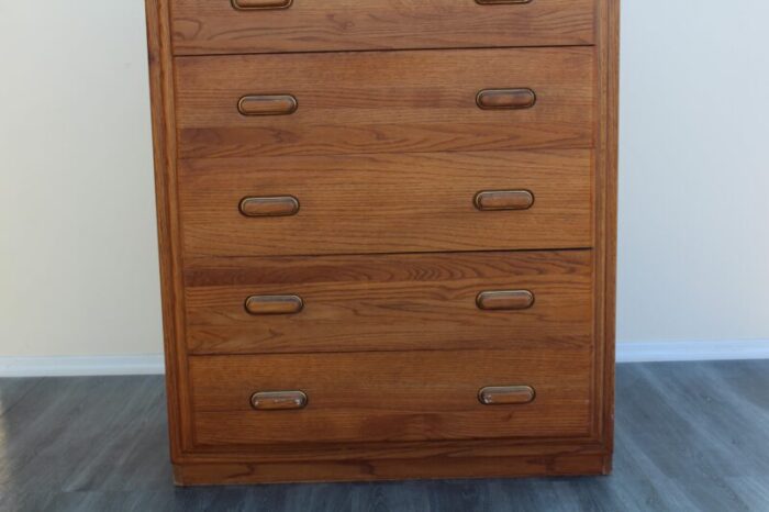 late 20th century mission style oak highboy 4564