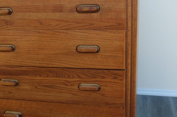 late 20th century mission style oak highboy 6108