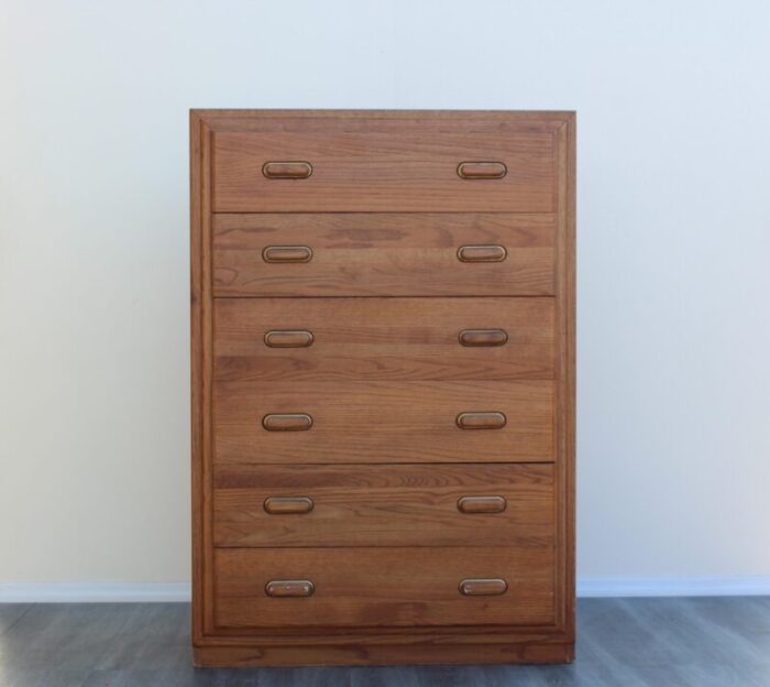 late 20th century mission style oak highboy 8924