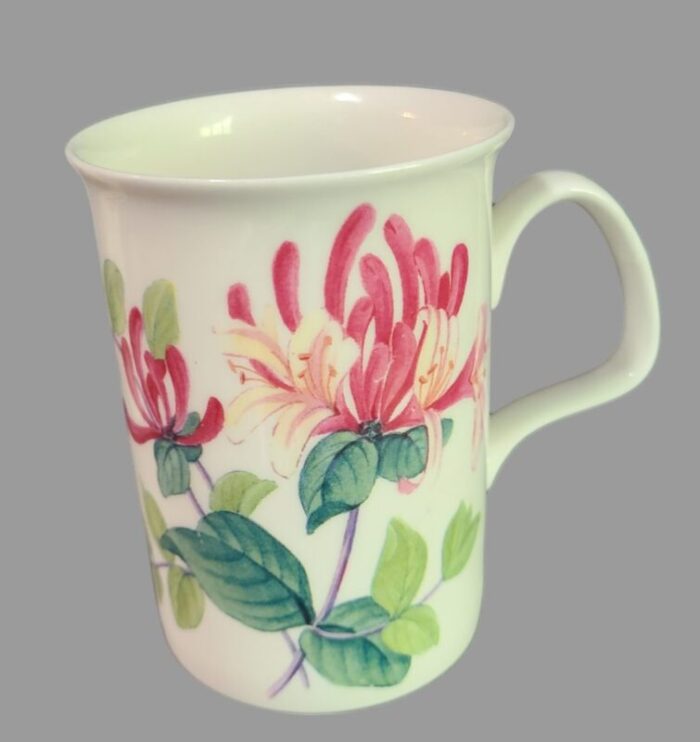 late 20th century roy kirkham english bone china hand painted pink honeysuckle coffee tea mugs set of 3 7199