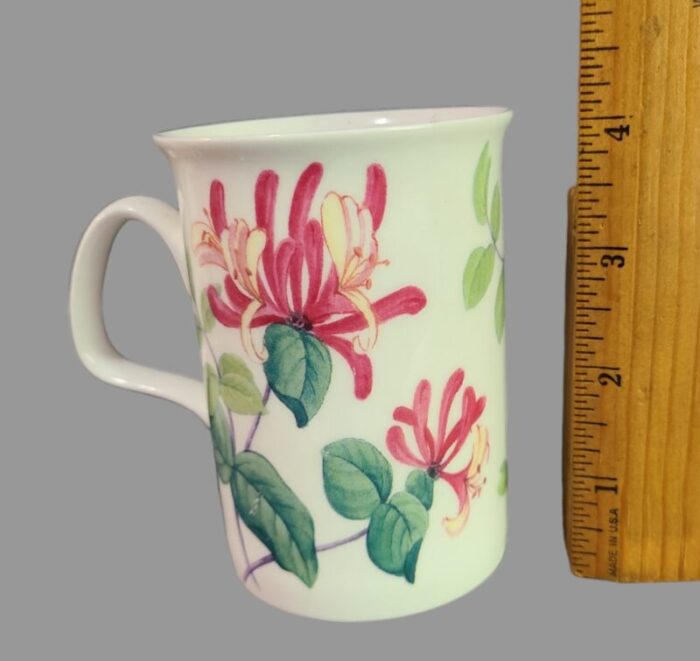 late 20th century roy kirkham english bone china hand painted pink honeysuckle coffee tea mugs set of 3 9848