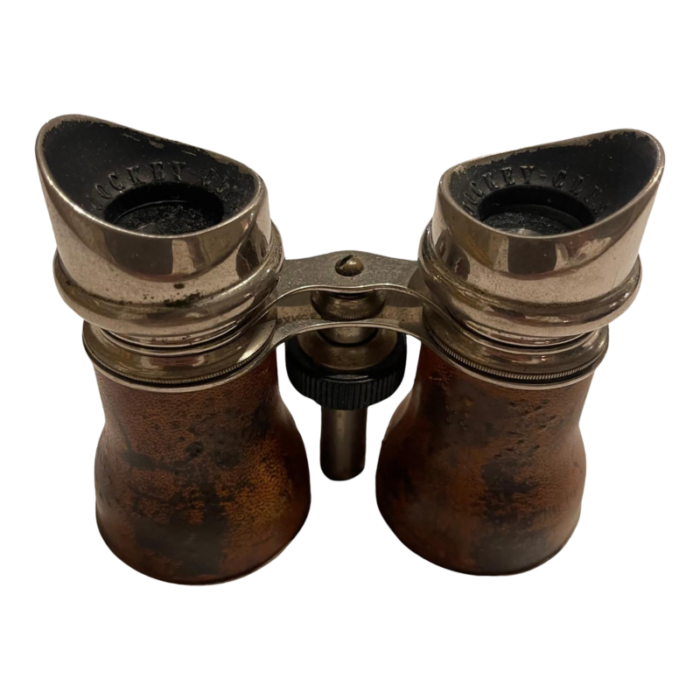 leather wrapped paris jockey club french binoculars late 19th century 5537