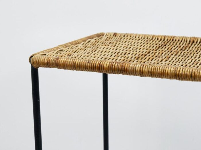 long side table in rattan and wicker attributed to carl aubock austria 1950s 0700