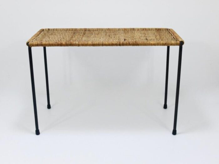 long side table in rattan and wicker attributed to carl aubock austria 1950s 0753