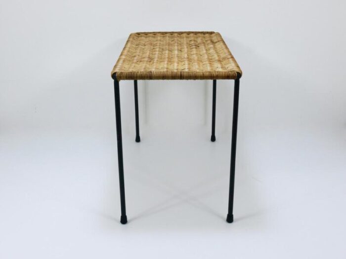 long side table in rattan and wicker attributed to carl aubock austria 1950s 6428