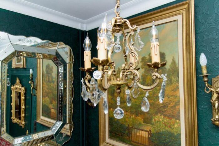 louis xv style bronze and crystal four light chandelier 11