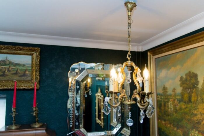 louis xv style bronze and crystal four light chandelier 12