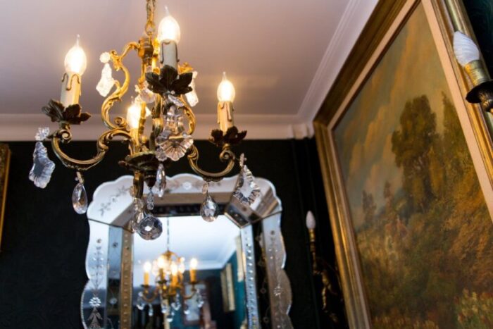 louis xv style bronze and crystal four light chandelier 16