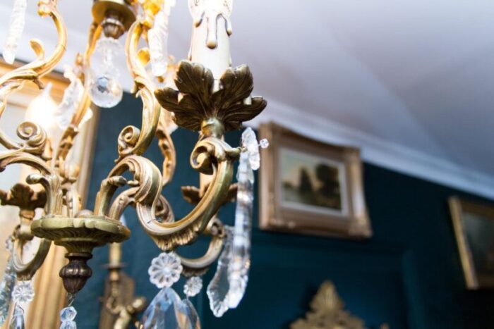 louis xv style bronze and crystal four light chandelier 17