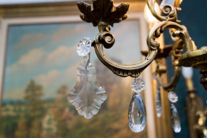 louis xv style bronze and crystal four light chandelier 18