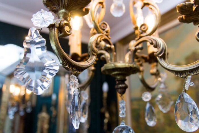 louis xv style bronze and crystal four light chandelier 19