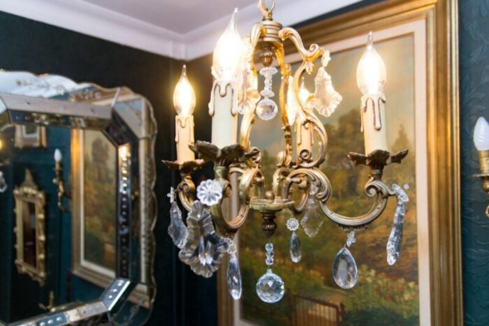 louis xv style bronze and crystal four light chandelier 20