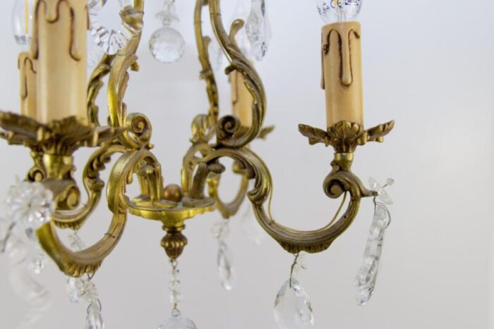 louis xv style bronze and crystal four light chandelier 4