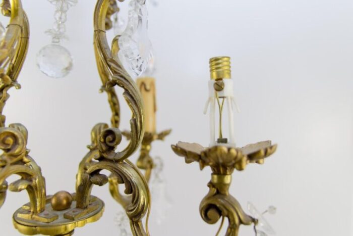 louis xv style bronze and crystal four light chandelier 5