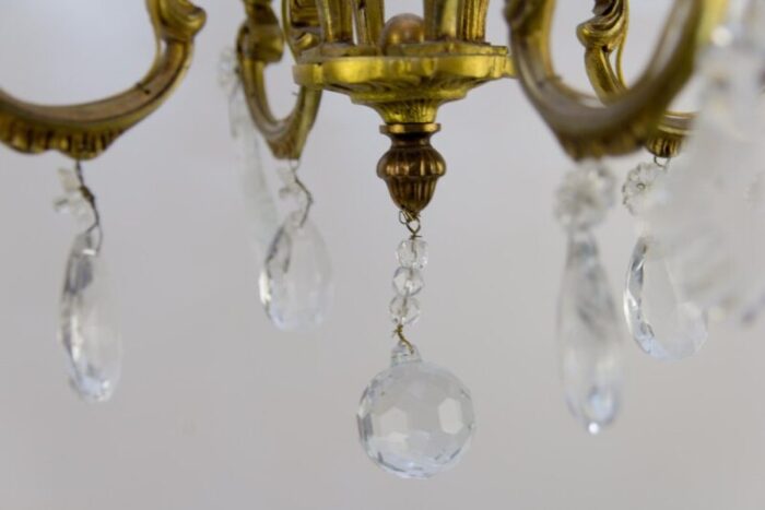 louis xv style bronze and crystal four light chandelier 7