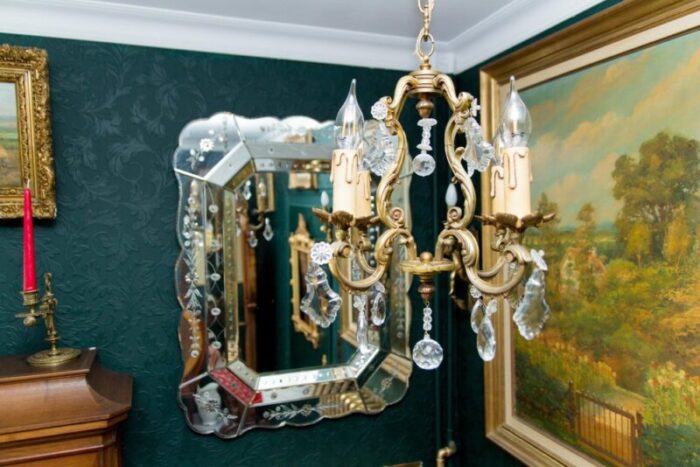 louis xv style bronze and crystal four light chandelier 9