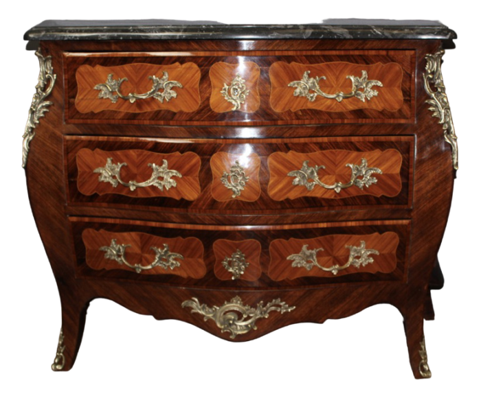 louis xv style commode in marquetry 1940s 1994