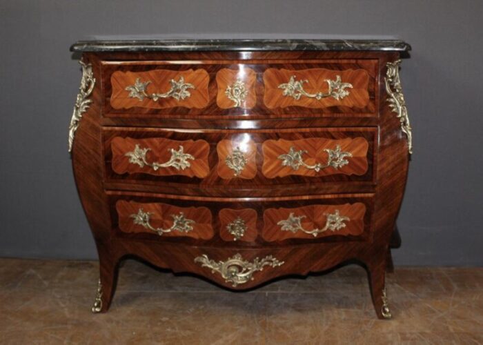 louis xv style commode in marquetry 1940s 7322