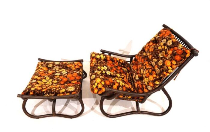 manou rattan pagoda lounge chair with ottoman 1970s set of 2 0003