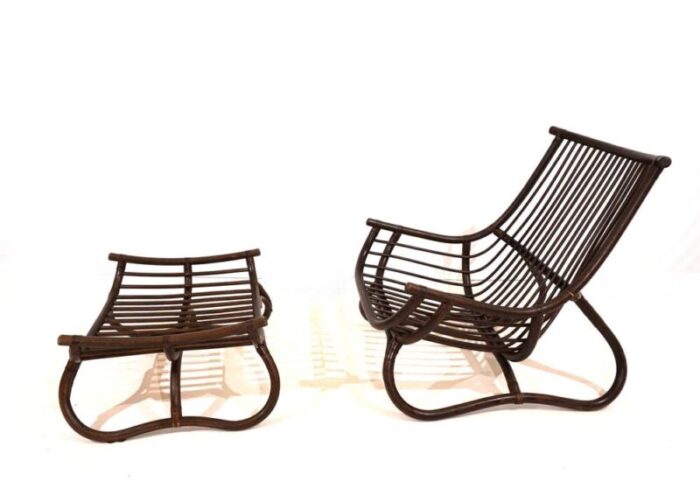 manou rattan pagoda lounge chair with ottoman 1970s set of 2 7684