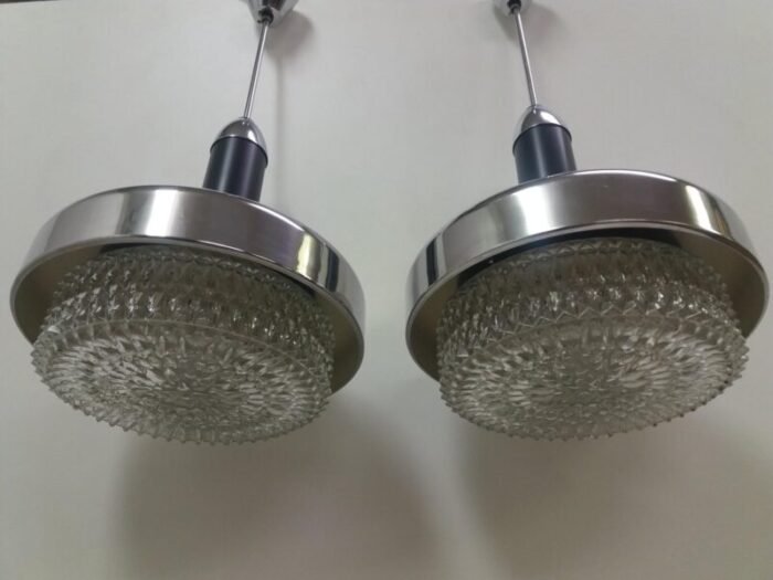 metal chandeliers from napako 1970s set of 2 3