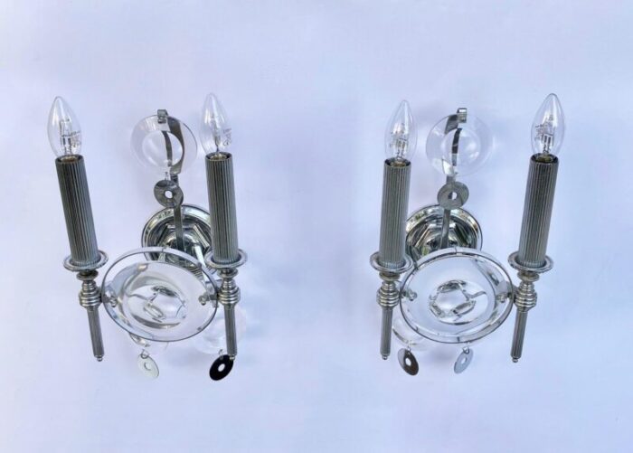 metal glass wall lamps by gaetano sciolari italy 1970s set of 2 3