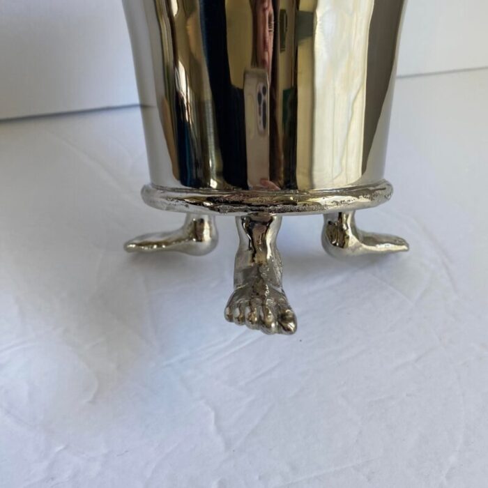 michael aram foot ice bucket hands and feet footed silver tone metal wine champagne rare vintage 0826