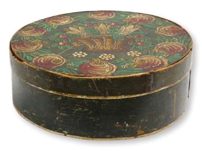 mid 19th century antique hand painted wedding box 8505