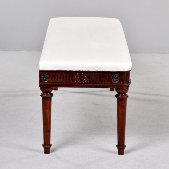 mid 19th century english upholstered mahogany window seat with reeded detail 1733