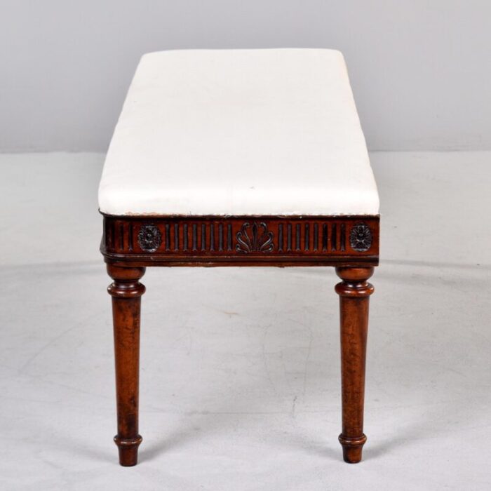 mid 19th century english upholstered mahogany window seat with reeded detail 8537