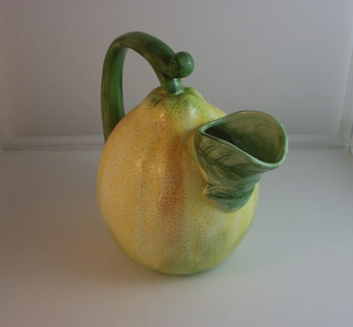 mid 20t century japan sculpted ceramic hand painted pear pitcher 3103