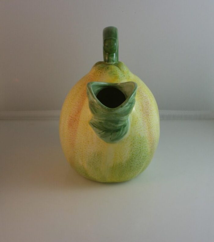 mid 20t century japan sculpted ceramic hand painted pear pitcher 4812