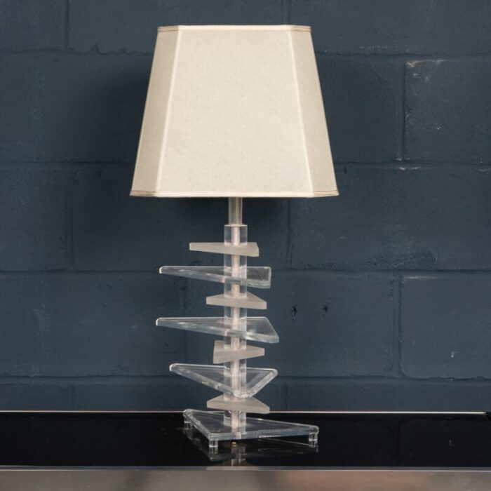 mid 20th century american stacked acrylic table lamps set of 2 6