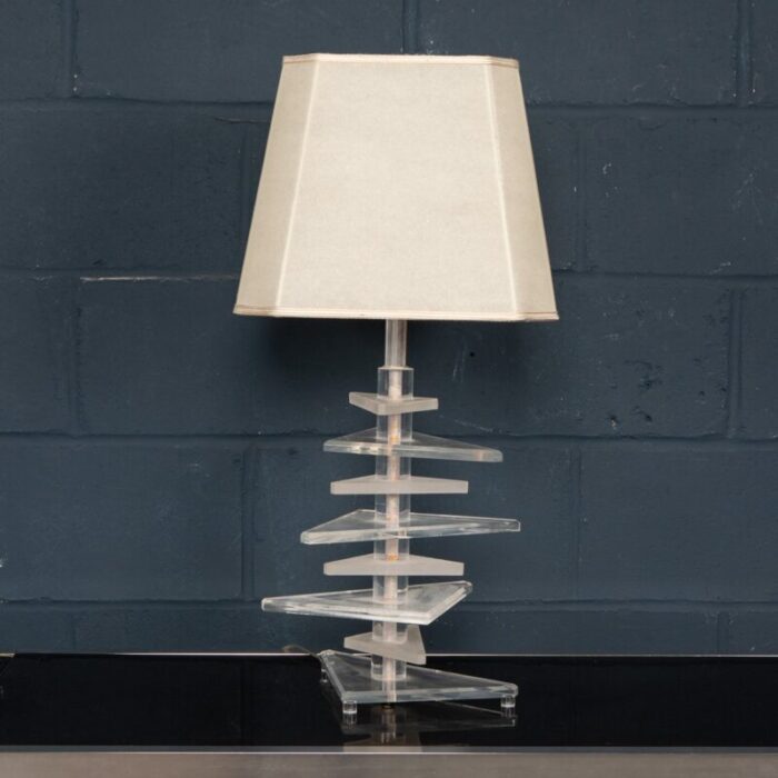 mid 20th century american stacked acrylic table lamps set of 2 7