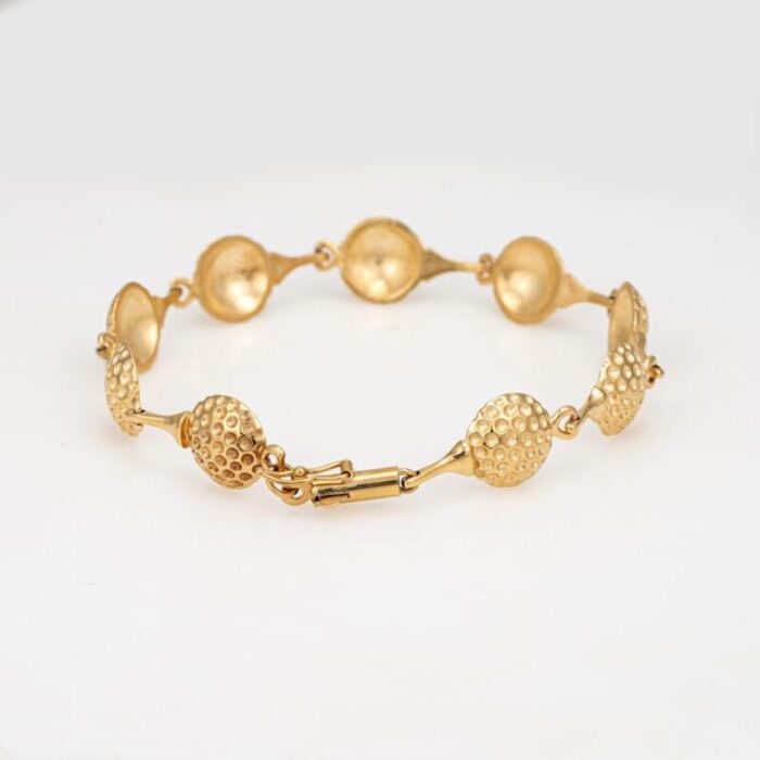 mid 20th century golf ball 14k yellow gold 7 fine sporting jewelry links stacking bracelet 4843