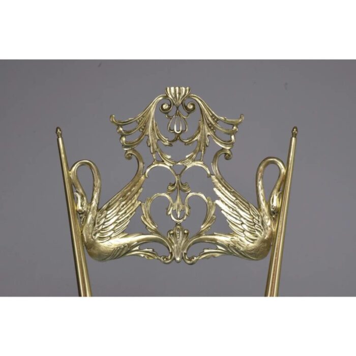 mid 20th century italian brass swan chairs a pair 0847